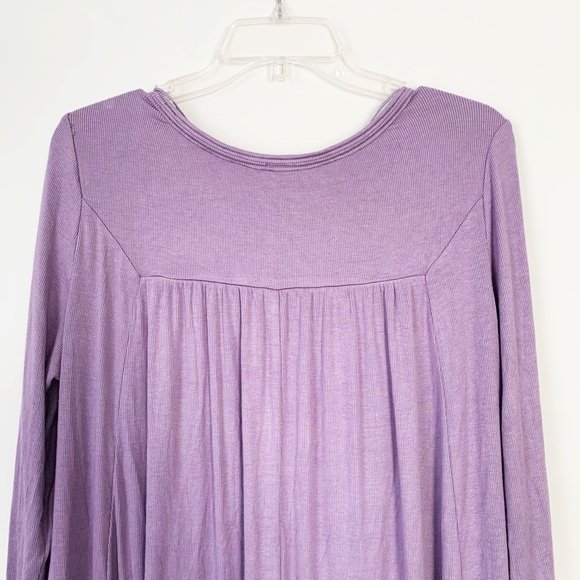 Free People Love Valley Long Sleeve Top Purple Tee - Picture 15 of 16